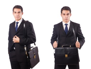 Beyazda izole edilmiş iş adamı kolajı