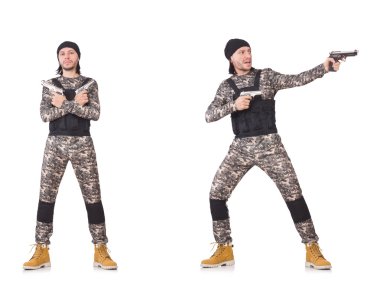 Silahlı asker beyazı izole etti.