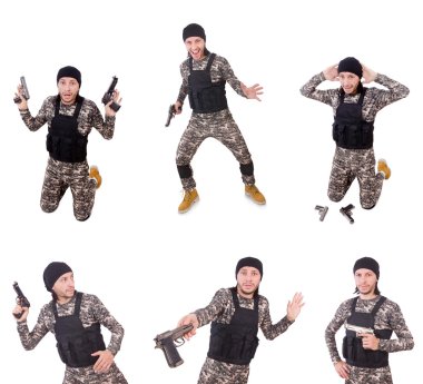 Silahlı asker beyazı izole etti.