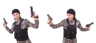 Silahlı asker beyazı izole etti.