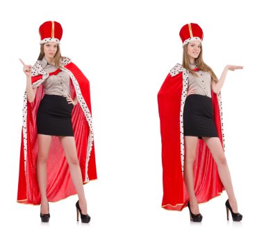 İş kadını kraliçe beyazda izole