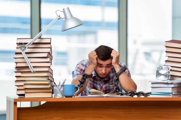 Young man preparing for graduation exams in college — Stock Photo, Image