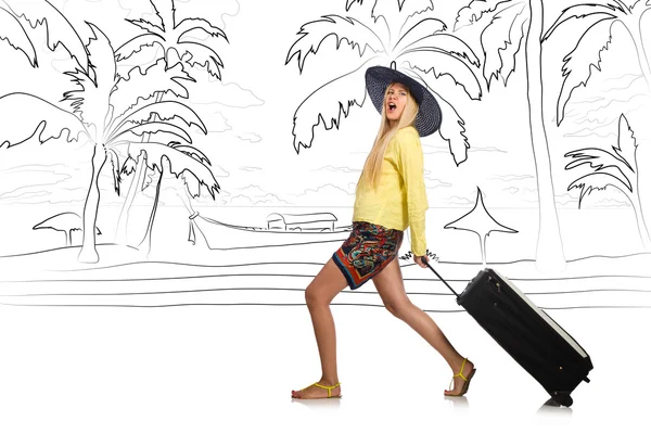 Young woman travelling tropical island in travel concept — Stock Photo, Image