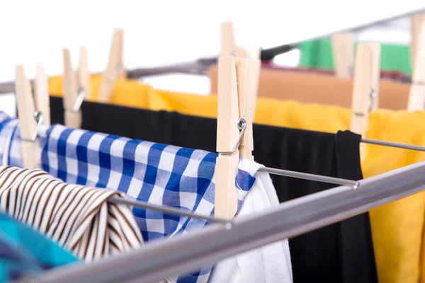 Collapsible clotheshorse isolated on the white background — Stock Photo, Image