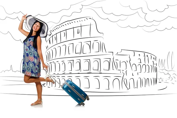 Jeune femme voyageant à Rome en Italie — Photo