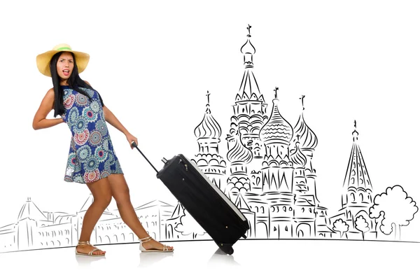 Jeune fille dans le concept de tourisme en Russie — Photo