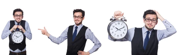 Collage de hombre de negocios con reloj en blanco — Foto de Stock