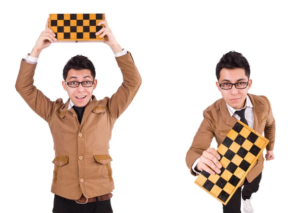 Rolig schackspelare isolerad på vitt — Stockfoto
