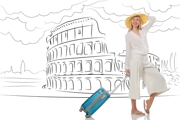 Ung kvinna reser till Rom i Italien — Stockfoto