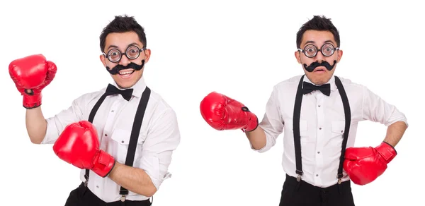 Boxeador divertido aislado en el fondo blanco — Foto de Stock