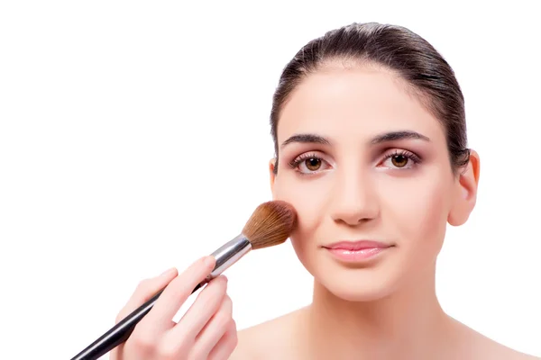 Bella donna durante la sessione di cosmetici per il trucco — Foto Stock