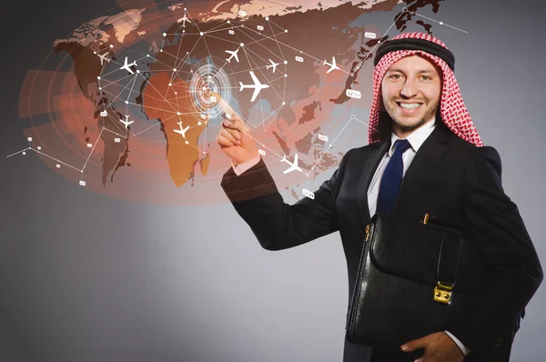 Arabische zakenman in de lucht reizen concept — Stockfoto