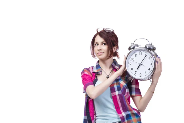 Utbildning konceptet med student och klocka — Stockfoto