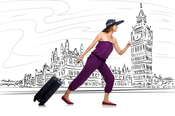 Jovem mulher viajando para Londres no Reino Unido — Fotografia de Stock