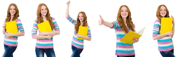 Young student with books isolated on white — Stock Photo, Image