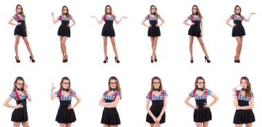 Beyazların arasında izole edilmiş liseli kız.