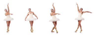 Beyaz bale etekli adam izole edilmiş.