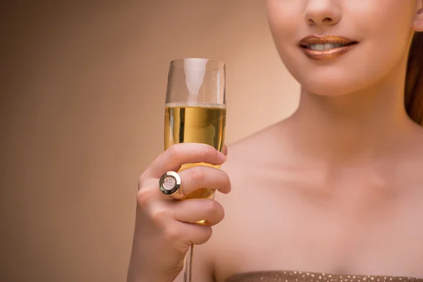 Young woman with champagne glass — Stock Photo, Image