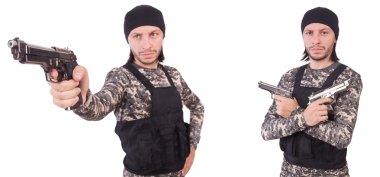 Silahlı asker beyazı izole etti.