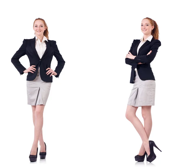 Geschäftsfrau mit Aktentasche isoliert auf weiß — Stockfoto