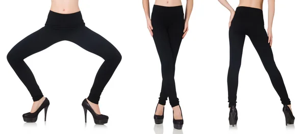 Leggins negros en concepto de moda de belleza aislados en blanco — Foto de Stock