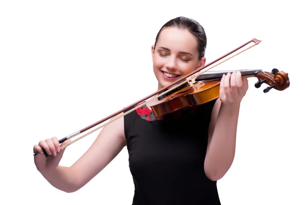 Elegantní mladý houslista izolované na bílém — Stock fotografie