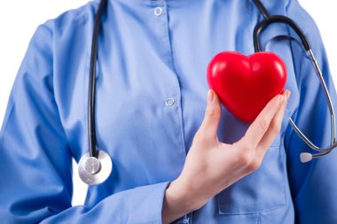 Doktor kardiyolog beyaz arka planda izole