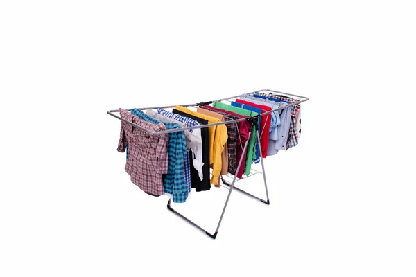 Collapsible clotheshorse isolated on the white background — Stock Photo, Image