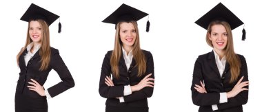 Beyaz arka planda izole kadın öğrenci