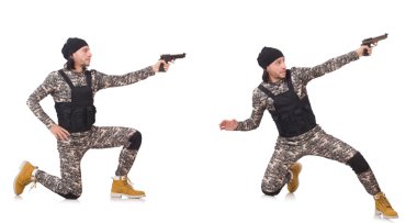 Silahlı asker beyazı izole etti.