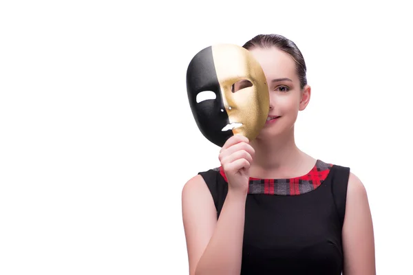 Jeune femme avec masque isolé sur blanc — Photo