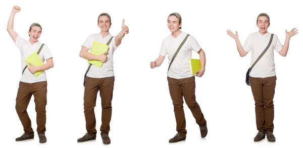 Jovem estudante isolado no fundo branco — Fotografia de Stock