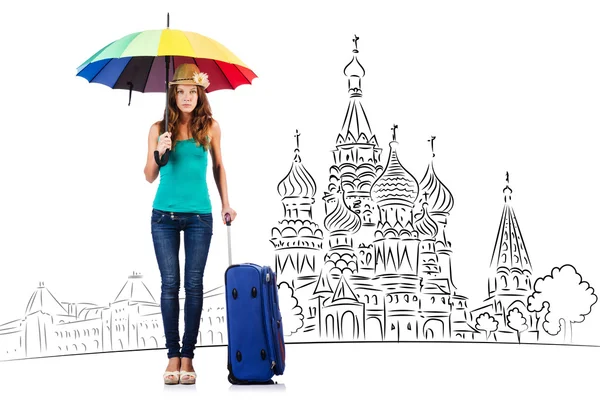 Young girl in concept of tourism to Russia — Stock Photo, Image