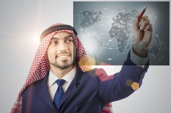 Arab man in world travel concept — Stock Photo, Image
