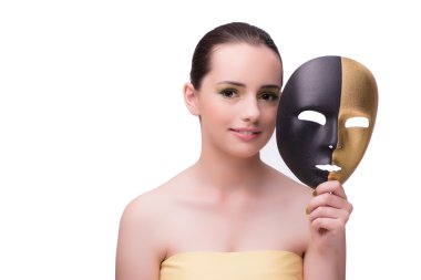 Genç kadın üzerinde beyaz izole maskesi