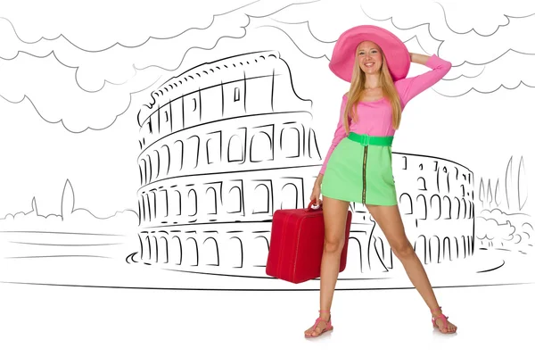 Jovem mulher viajando para Roma na Itália — Fotografia de Stock