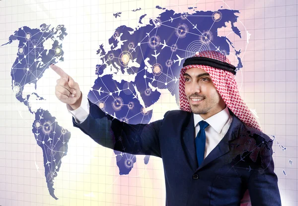 Arab man in world travel concept — Stock Photo, Image