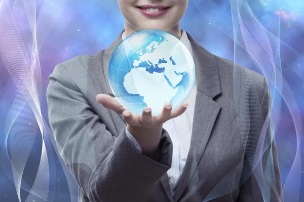Bizneswoman w globalnej koncepcji biznesu — Zdjęcie stockowe