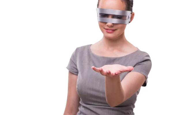 Φουτουριστικό έννοια με techno cyber γυναίκα απομονωθεί σε λευκό — Φωτογραφία Αρχείου