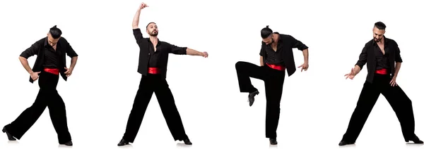 A különböző pózok, a fehér spanyol táncos — Stock Fotó