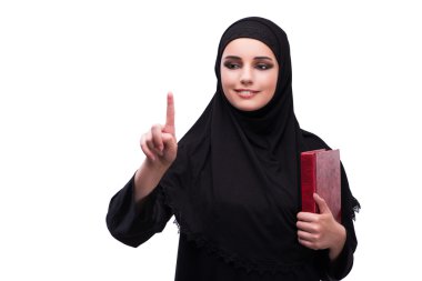 Siyah üzerine beyaz izole içinde Müslüman kadın