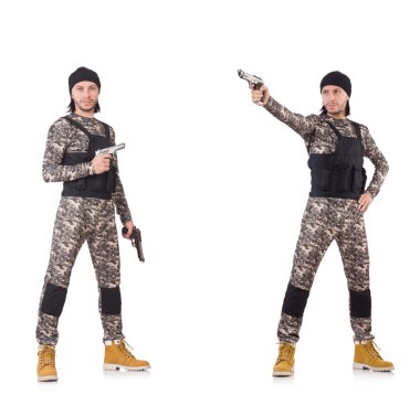 Silahlı asker beyazı izole etti.