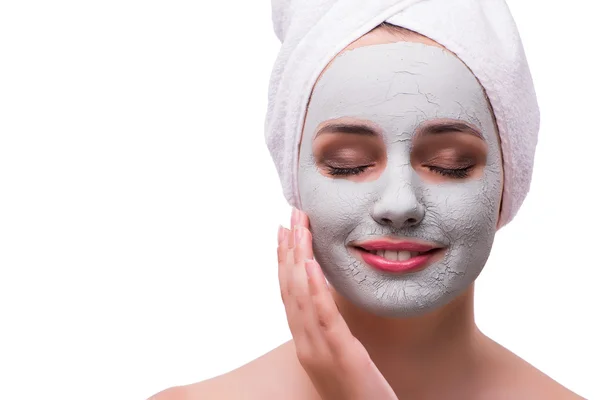 Mujer en el concepto de tratamiento facial aislado en blanco — Foto de Stock