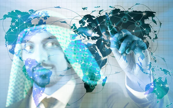 Arabische man in de wereld reizen concept — Stockfoto