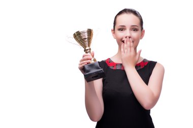 Kadın beyaz izole Kupası Ödülü