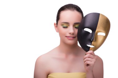 Genç kadın üzerinde beyaz izole maskesi