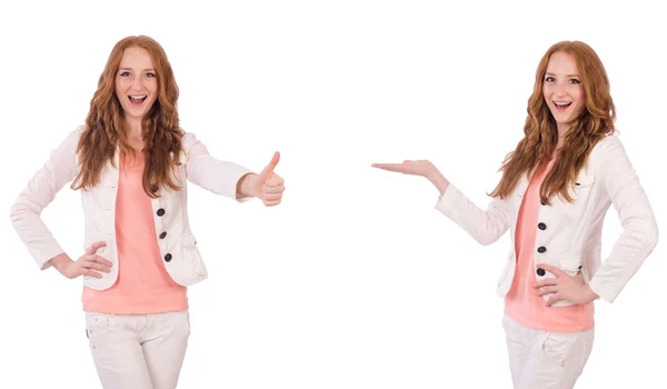 Young woman isolated on the white background — Stock Photo, Image