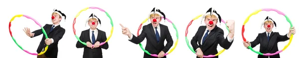 Geschäftsmann Clown in lustigem Konzept isoliert auf Weiß — Stockfoto