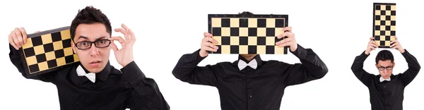 Jugador de ajedrez divertido aislado en blanco — Foto de Stock