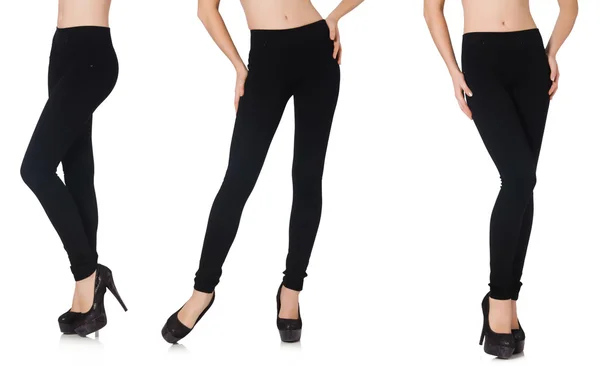 Fekete leggings szépség divat koncepció elszigetelt fehér — Stock Fotó